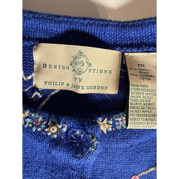 Design Options by Philip & Jane Gordon Angel Christmas Cardigan Sweater XXL - Picture 11 of 14
